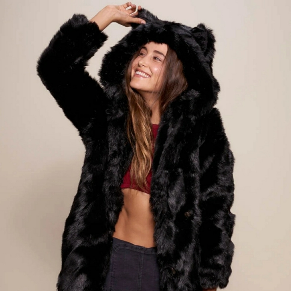 CLASSIC BLACK PANTHER FAUX FUR COAT